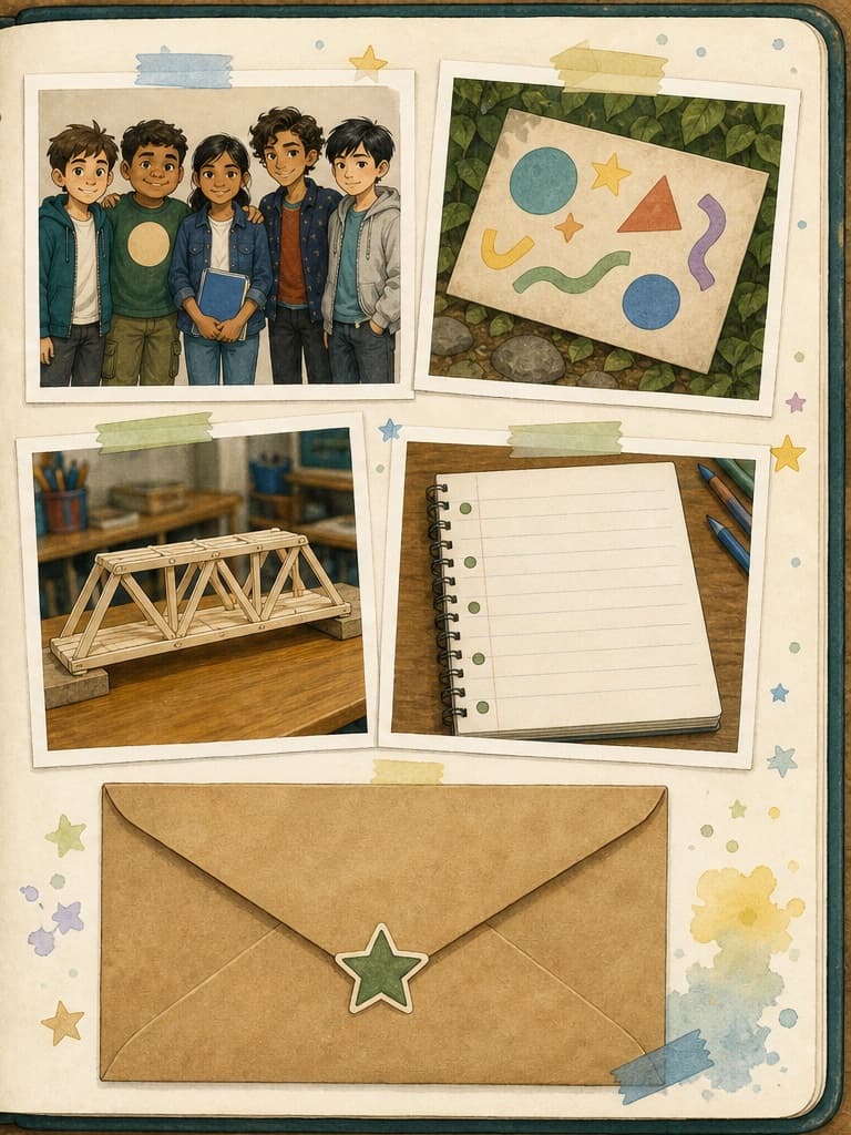 A handwritten letter to future students from Sam, Mia, Omar, Ben, and Leo.